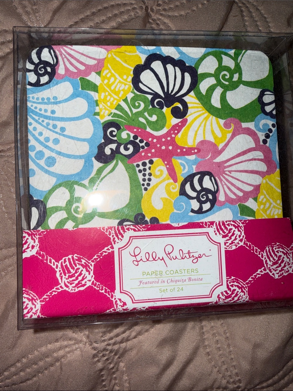 Lilly Pulitzer Bright Multicolor Coastal Shell Paper Coasters